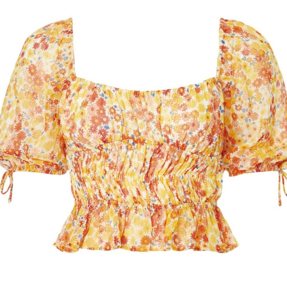 STAUD Floral Puff Sleeve Top